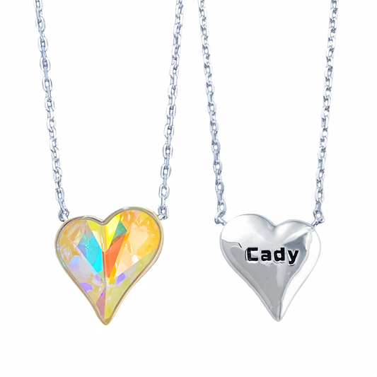 Personalized Ineffable Colorful Heart Crystal Gold Necklace